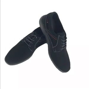 SCANS Men's Shoes Black with Red Gray Stitching Rubber Soles Sizes 9 - 13